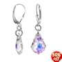 Sensational Clear AB Swarovski Crystal Sterling Silver Leverback 1.25" Long Dangle Earrings
