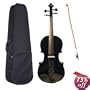 ViolinSmart 4/4 Full Size Student Violin w/Bow, Case, and Rosin - Solid Black
