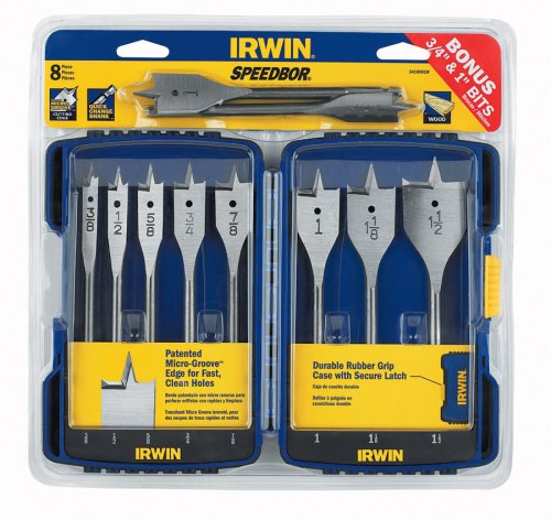 IRWIN 341008LWTY  8 Piece Speedbor Bit Set with 2 Free Bits (1 and ¾)