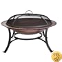 CobraCo FB6132 Round Cast Iron Copper Finish Fire Bowl with Screen and Cover