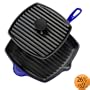 Le Creuset Enameled Cast-Iron Panini Press and Skillet Grill Set, Cobalt Blue