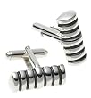Sterling Silver Stratus Lined Cufflinks by Zina