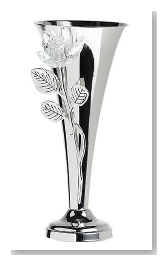 Godinger Silver Plated Vase with Crystal Rose