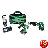 Hitachi KC18DAL 18-volt 3-piece Lithium-Ion Cordless Combo Kit