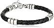 Sterling Silver Men's Leather Stratus Design Bracelet by Zina