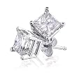 14k White Gold 3/4-Carat Princess-Cut Four-Prong Diamond Stud Earrings