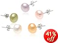 5 Pair Set Dyed Multicolor Freshwater Cultured Pearl Earrings