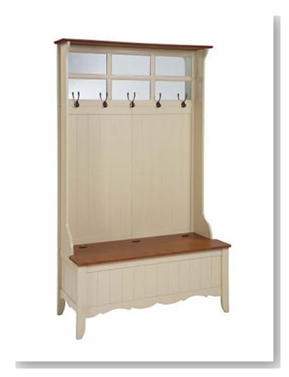 Powell French Country Hall Tree with Storage Bench, Maple/Linen