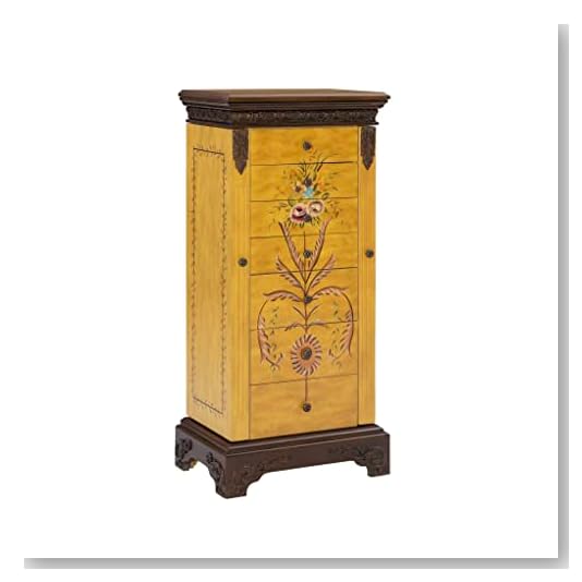 Powell Masterpiece Handpainted Wood Jewelry Armoire, Antiqued Parchment