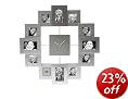 Present Time Photo Family Time Frame Clock, Silver