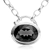 Sterling Silver Oval Black Onyx Necklace