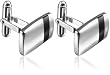 Sterling Silver Black Accent Rectangular Cufflinks