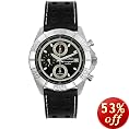 Seiko Men's Chronograph Black Leather Watch