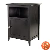 Winsome Wood End Table/Night Stand with Door and Shelf, Black