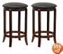 Winsome Wood 24-Inch Set of Two Black PVC Seat Bar Stools, Walnut