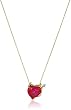 14k Yellow Gold Created Ruby Heart Devil Pendant