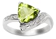 14k White Gold Trillion Cut Peridot and Diamond Ring
