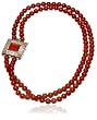 Dyed Red Agate, Aventurine, and Mother of Pearl Double-Strand Necklace