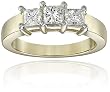 14k White Gold Princess-Cut 3-Stone Diamond Ring (1-carat)