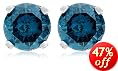 14k White Gold Round Blue Diamond Stud Earrings (3/8 cttw)