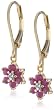 Ruby Flower Dangle Earrings