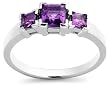 Sterling Silver Amethyst Three-Stone Ring