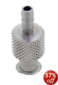 Female Luer Lock to Bulkhead Adapt 1/4-32 Stainless Steel 303 Tube ID 1/8" .145" Barb OD