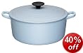 Le Creuset Cast Iron Round Casserole, Satin Blue, 28 cm