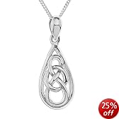 Silver Ladies Celtic Knot Drop Pendant 18" Curb Chain