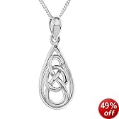Silver Ladies Celtic Knot Drop Pendant 18" Curb Chain