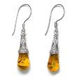 Sterling Silver Amber Dangle Earrings by Sajen