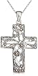 Sterling Silver Marcasite Floral Cross Pendant