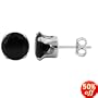7 MM Round Black Cubic Zirconia .925 Sterling Silver Post Back Stud Earrings