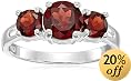 Sterling Silver Garnet Three-Stone Ring