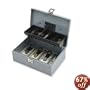 Cash Box, 5 Compartments, 11-3/8"x7-1/2"x3-3/8", Gray (SPR15507) Category: Cash Drawers and Boxes