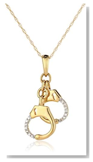 14k White Gold Diamond Handcuffs Pendant (3/8 cttw, I-J Color, I2-I3 Clarity)