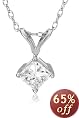 14k White Gold Princess Cut Diamond Solitaire Pendant(1/2 carat)