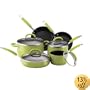Rachael Ray 10-Piece Porcelain-Enamel Cookware Set, Green