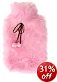 Present Time Smiley Luxe Fur Water Bottle pink