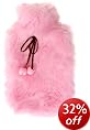 Present Time Smiley Luxe Fur Water Bottle pink