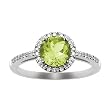 10k White Gold, August Birthstone, Peridot and Diamond Ring