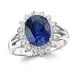Blue Sapphire and Cubic Zirconia Ring