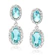 Sterling Silver Double Oval Simulated Blue Topaz & Cubic Zirconia Drop Earrings by Cheline