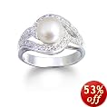 Pearl and Cubic Zirconia Swirl Ring