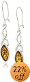 Sterling Silver Celtic Design Amber Dangle Earrings