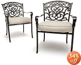Strathwood St. Thomas Cast Aluminum Dining Arm Chair, Set of 2