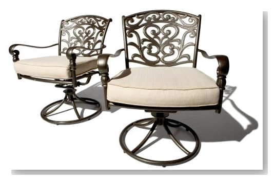 Strathwood St. Thomas Cast Aluminum Swivel Dining Arm Chair, Set of 2