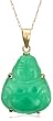 14k Yellow Gold Green Jade Buddha Pendant