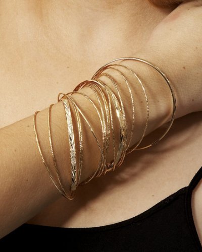 "Diamond Cut Bangle Set - Gold (1SZ)"
