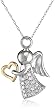 10k Two-Tone Gold Angel Pendant (1/6 cttw)